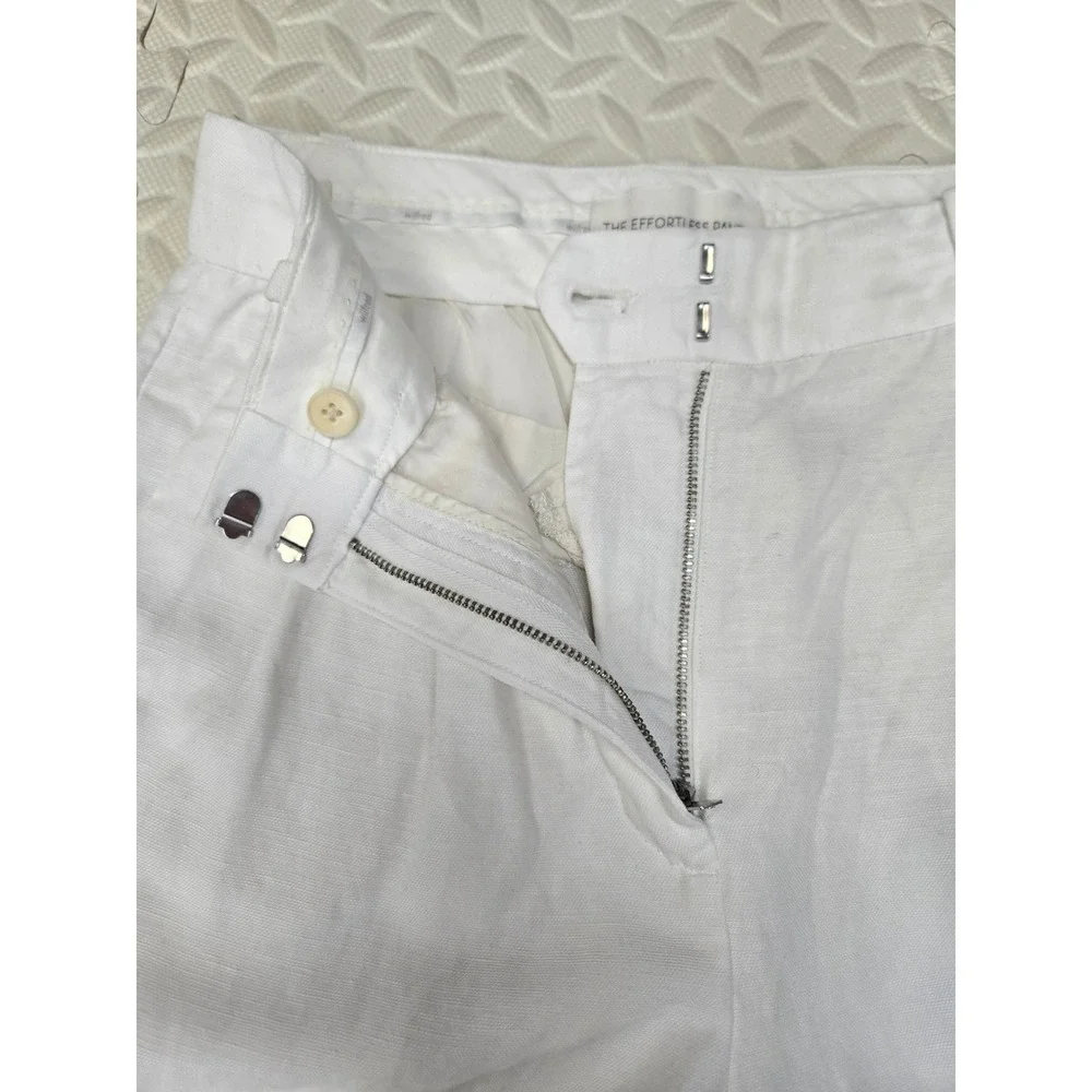 Wilfred Effortless Pant White‎ Linen Tencel Wide Leg Cropped Trousers Size 2